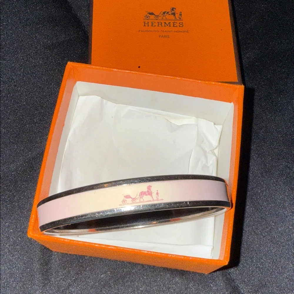 Hermes Pink Black and Silver Enamel Bracelet - Picture 7 of 15